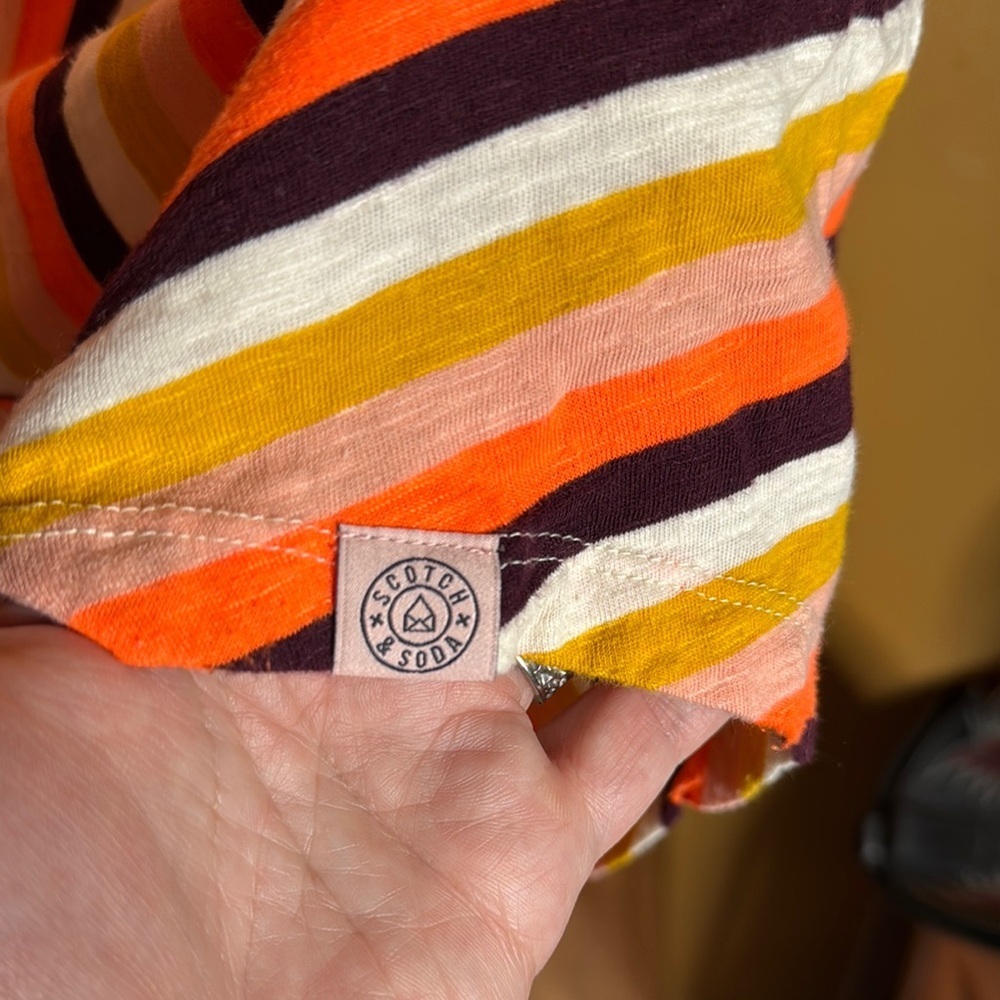 Scotch And Soda Chevron Stripe Tank Top Size S Yellow Orange White Maroon - Picture 4 of 6